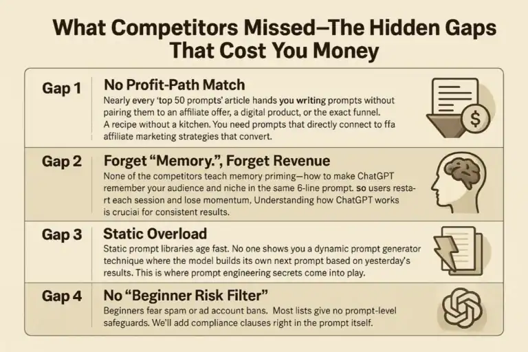 Competitor Gaps: No Profit Path, Forget Memory, Static Overload, Beginner Risk Filter.